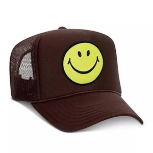 AVIATOR NATION Dark Brown Smiley Vintage Trucker Hat